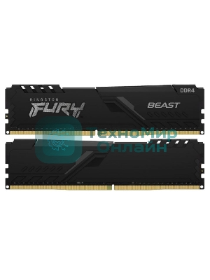 Оперативная память Kingston Fury Beast, DDR4, 16GB (2x8GB), 3200MHz, CL16, DIMM, с радиатором, черный