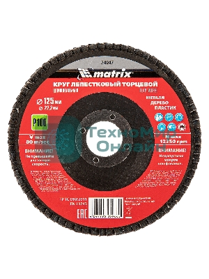 Круг лепестковый торцевой Matrix, P 100, 125 х 22,2 мм