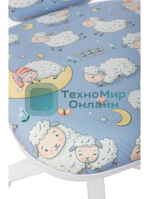 Кресло детское Бюрократ KD-W10 голубой овечки крестов. пластик пластик белый