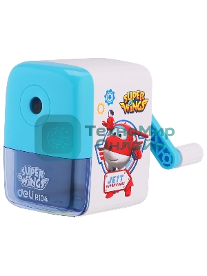Точилка для карандашей механическая Deli ER10409 Super Wings, 1 отверстие, пластик, ассорти