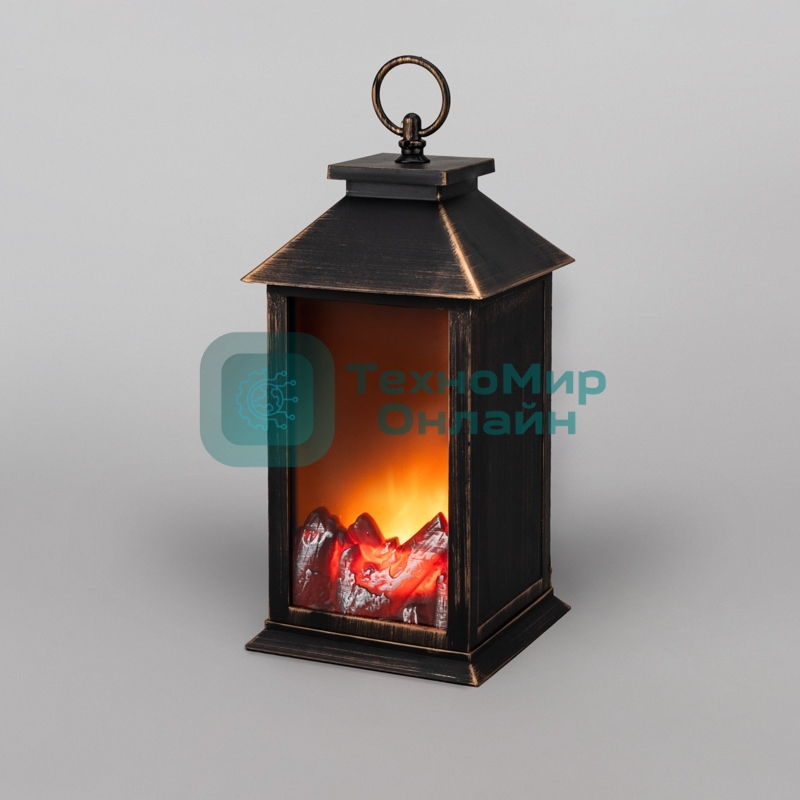 Светодиодный камин Neon-night 511-028 Рустик с эффектом живого огня 14х14х28 см, питание 3хАА (не в комплекте)