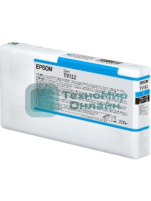 Картридж струйный Epson T9132 с голубыми чернилами (200мл) для плоттеров SC-P5000 (C13T913200)