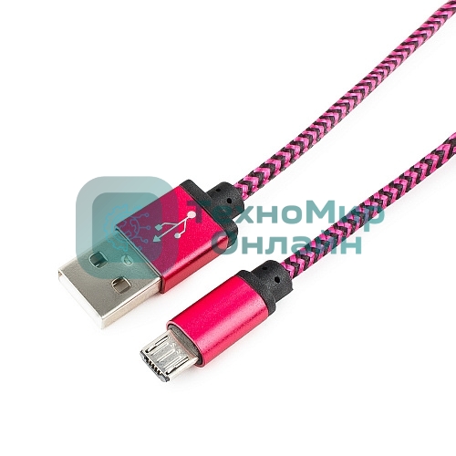 Кабель Gembird USB 2.0 Cablexpert AM/microBM 5P, 1м, нейлоновая оплетка, алюминиевые разъемы, фиолетовый, пакет