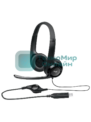 Гарнитура проводная Logitech Headset H390 USB черный