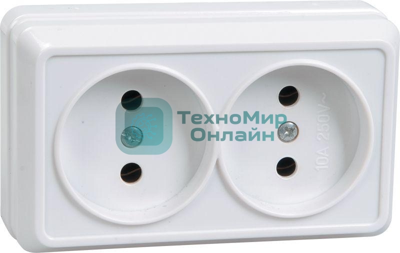 Розетка IEK ERO20-K01-10-DC РС22-2-ОБ 2местн. без з/к 10А откр.уст. ОКТАВА (белый)
