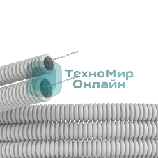 Труба гофрированная ПВХ d20 мм с протяж. сер. (уп.25 м) ДКС 9192025