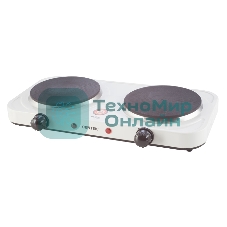 Плита настольная электрическая Centek CT-1507 белый, 2 кВт, ТЭН, конфорки - 2, эмаль, поворотные переключатели