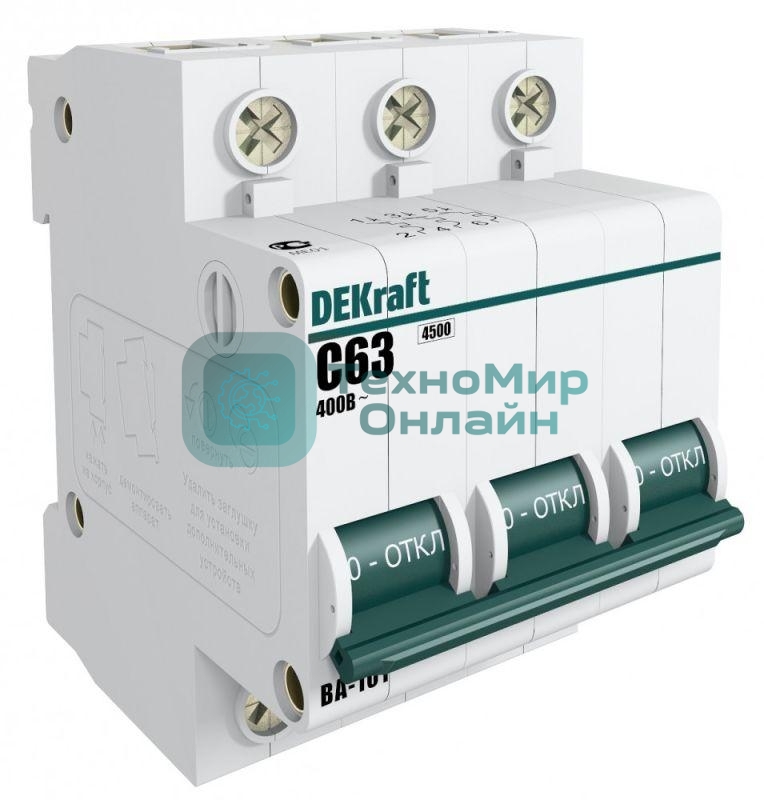Выключатель автоматический модульный DEKraft 3п C 10А 4.5кА ВА-101 11077DEK