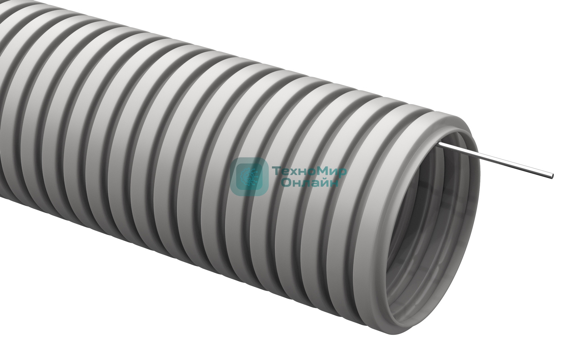 Труба гофрированная ПВХ d16 мм с зондом сер. (уп. 100 м) IEK CTG20-16-K41-100I