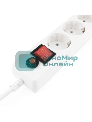 Сетевой фильтр Гарнизон ECL-6-W-3, 6 р, 10А, 3 м, ур.защиты 4, белый, пакет