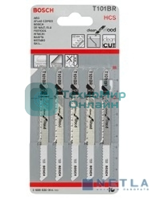 Набор пилок по дереву Bosch T101BR HCS 5пред. (лобзики)