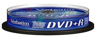 Диск DVD+R Verbatim 4.7Gb 16x Cake Box (10шт) (43498)