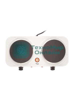 Плита настольная электрическая Centek CT-1507 белый, 2 кВт, ТЭН, конфорки - 2, эмаль, поворотные переключатели