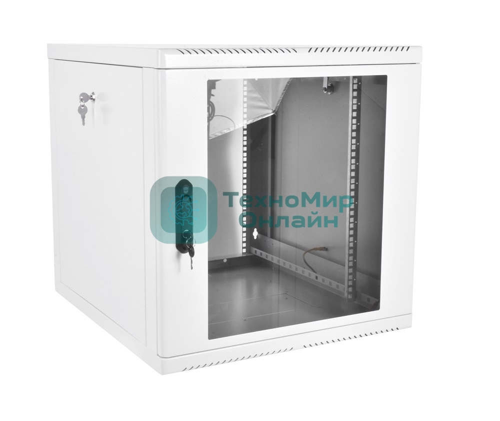 Шкаф настенный ЦМО ШРН-М-9.650 9U 600x650 мм пер. дв. стекл съемные бок. пан. 50 кг серый