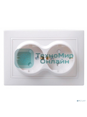 Розетка силовая IEK ERK21-K01-16-DM РСш12-3-КБ 2 местн. c з/к с защ.штор. 16А КВАРТА (белый)