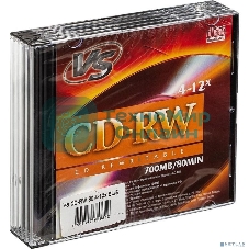 Диск CD-RW VS 700 Mb, 12x, Slim Case (5), (5/200).