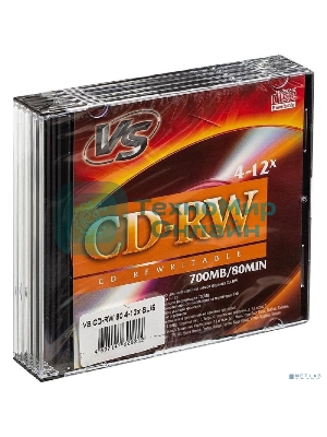 Диск CD-RW VS 700 Mb, 12x, Slim Case (5), (5/200).