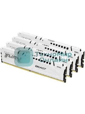 Оперативная память Kingston Fury Beast, DDR5, 64Gb (4x16 Gb), 6000 MHz, CL40, DIMM, радиатор, белый