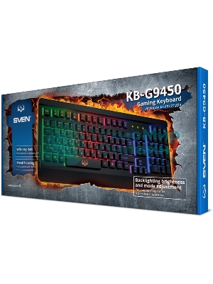 Клавиатура проводная игровая SVEN KB-G9450 (104кл., мет. корпус, 12 Fn функций, подсветка)