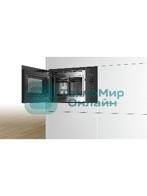 Микроволновая печь встраиваемая Bosch BFL554MB0 черный, 25 л, 900 Вт, переключатели - поворотный механизм/сенсор