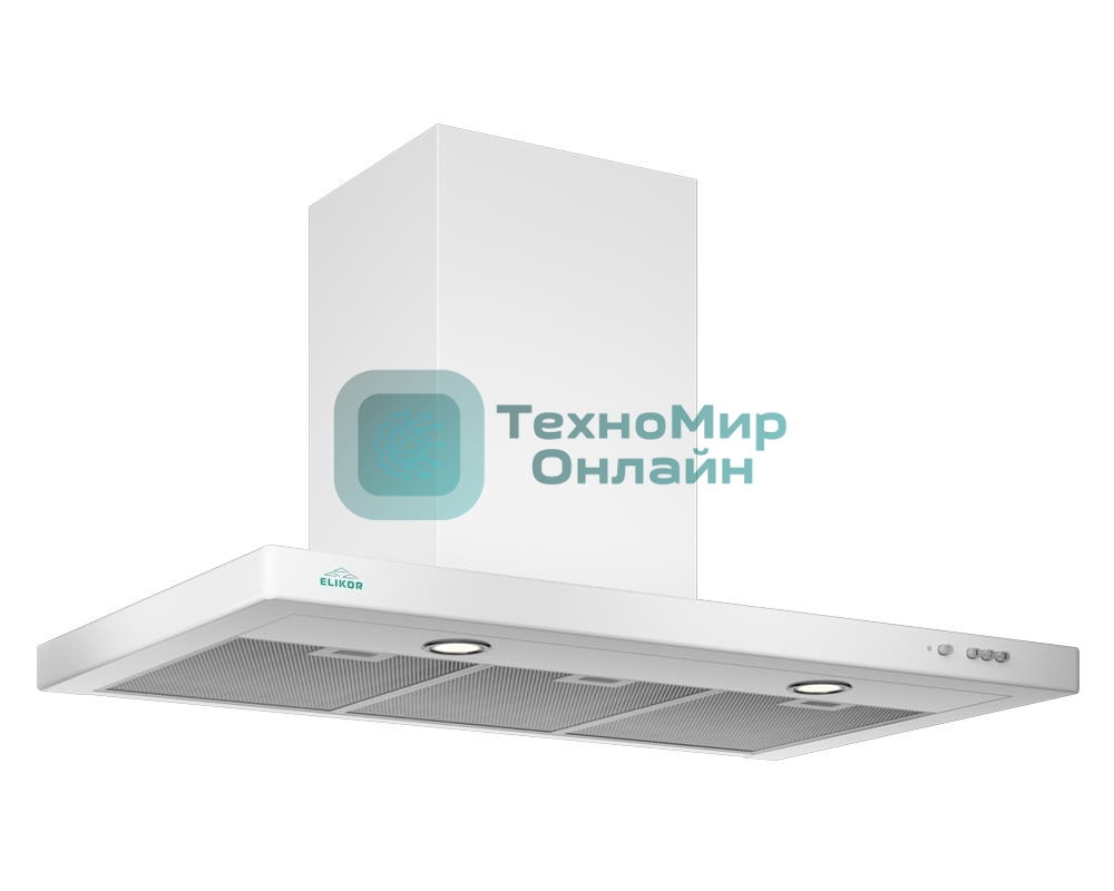 Вытяжка каминная Elikor Квадра 90П-650-К3Д белый, 90 см, 650 куб. м/ч, 56 дБ