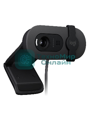 Веб-камера Logitech Brio 100 1920x1080, 30 кадр/с, USB Type-A, микрофон (шумоподавление), шторка приватности, автоосвещение, универсальное крепление белая