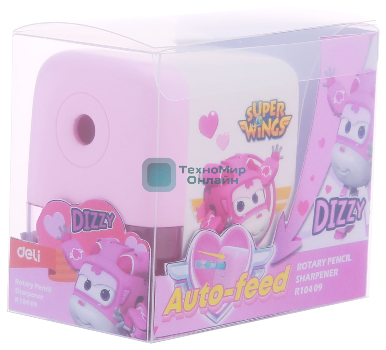 Точилка для карандашей механическая Deli ER10409 Super Wings, 1 отверстие, пластик, ассорти