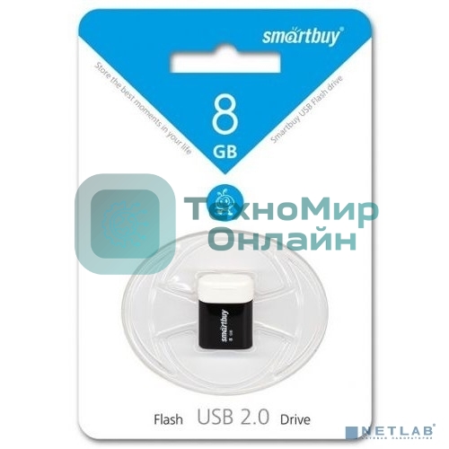 Флешка USB Smartbuy LARA black (SB8GBLara-K), 8Gb, USB 2.0, R/W 15/5, черный/белый