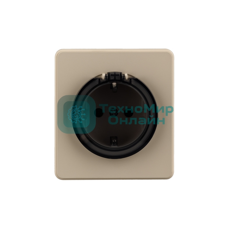 Розетка KRANZ ROUND 1-ая с/з с/у, со шторками и крышкой 16А шелк