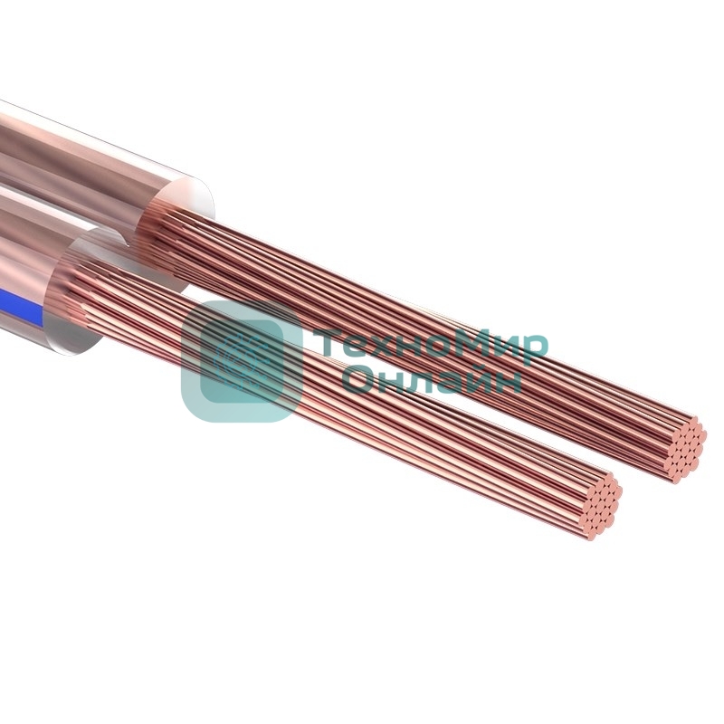 Кабель акустический Rexant 2х0.50 мм, прозрачный BLUELINE, 100 м