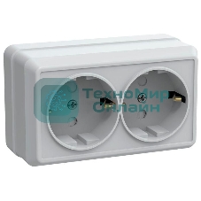 Розетка 2-м ОП Октава 16А РСш22-3-ОБ защ. шторки с заземл. IP20 белый IEK ERO24-K01-16-DC