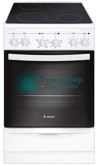 Плита электрическая Gefest 5160-02 0095 белый, конфорок 4 электрических, духовка 55 л, 50 см x 85 см x 58.5 см