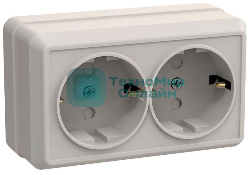 Розетка 2-м ОП Октава 16А РСш22-3-ОКм защ. шторки с заземл. IP20 крем. IEK ERO24-K33-16-DC