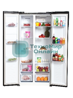 Холодильник Hyundai CS4505F черная сталь двухкамерный Side by Side 271/165л морозилка сбоку