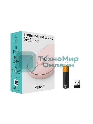 Мышь беспроводная Logitech Pebble M350 розовый, 1000 dpi, радиоканал, Bluetooth, USB, кнопки - 3