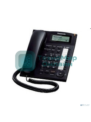 Телефон проводной Panasonic KX-TS2388RUB черный индикатор вызова,повторный набор последнего номера,4 уровня громкости звонка