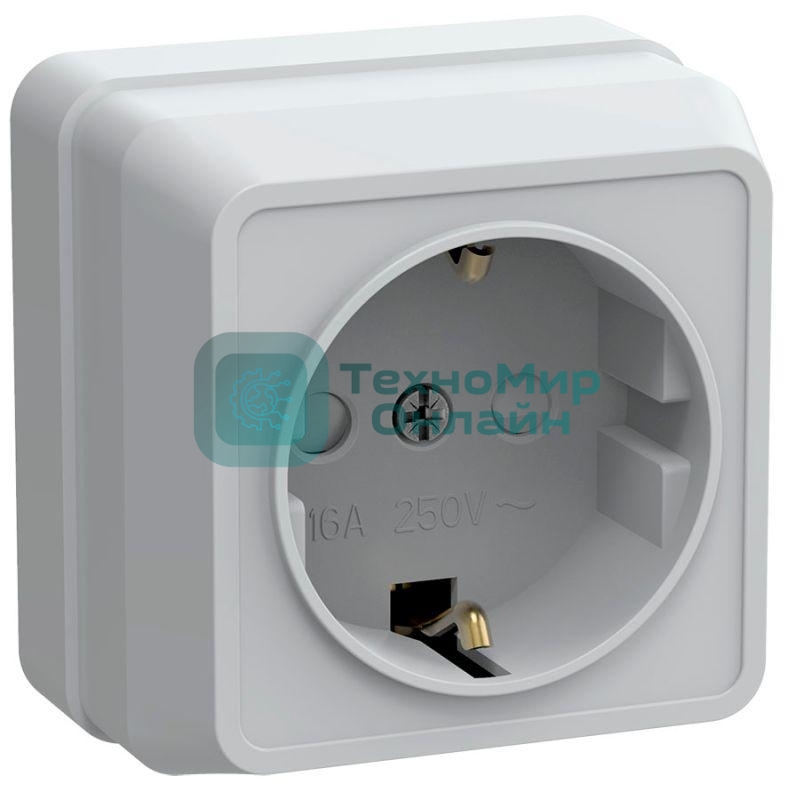 Розетка 1-м ОП Октава 16А РСш20-3-ОБ защ. шторки с заземл. IP20 белый IEK ERO14-K01-16-DC