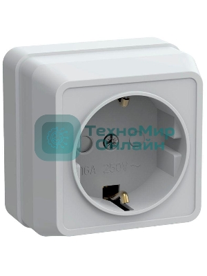 Розетка 1-м ОП Октава 16А РСш20-3-ОБ защ. шторки с заземл. IP20 белый IEK ERO14-K01-16-DC