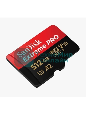 Флеш карта microSD 512Gb SanDisk microSDXC Class 10 UHS-I A2 C10 V30 U3 Extreme Pro (SD адаптер) 200Mb/s