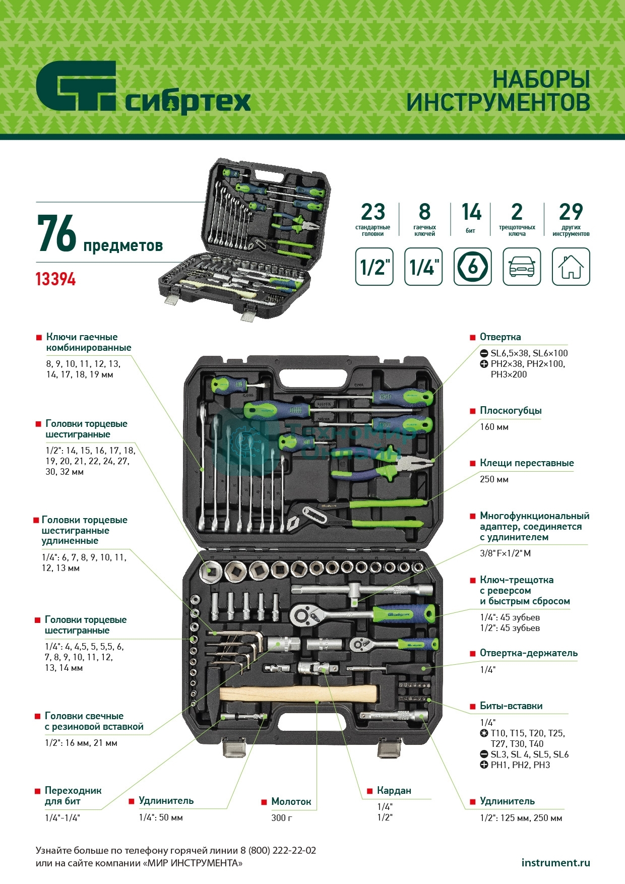 Набор инструментов Сибртех, 1/2