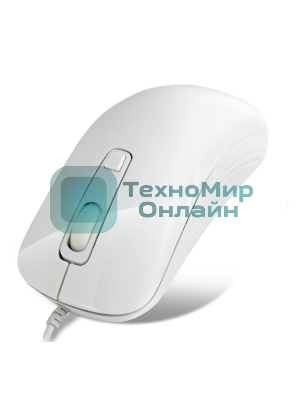 Мышь проводная Crown CMM-20 белый, 1600 dpi, USB Type-A, кнопки - 4