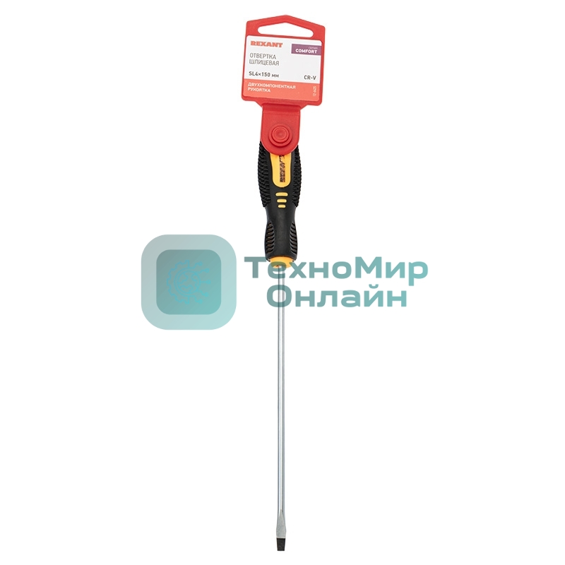 Отвертка шлицевая Rexant SL 4х150 мм, двухкомпонентная рукоятка