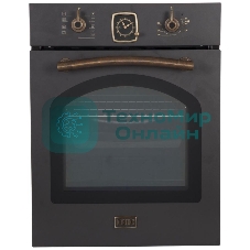 Встраиваемая электрическая духовка Korting OKB 4941 CRN/59.6 х 45 x 55 см, Духовой шкаф в ретро-дизайне, ширина 45 см, аналоговые часы в классическом стиле Frank Muller, таймера с функцией отключения, 9 режимов нагрева, объем духовки 45 л, телескопические направляющие на одном уровне, двухслойное остекление, каталитическая самоочистка, автоматическое отключение, в комплекте: 2 противня, хромированная решетка, цвет - черный; цвет ручек - бронза