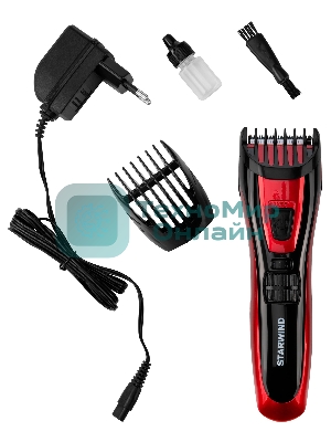 Машинка для стрижки Starwind SHC 4470 красный 3Вт (насадок в компл:2шт)