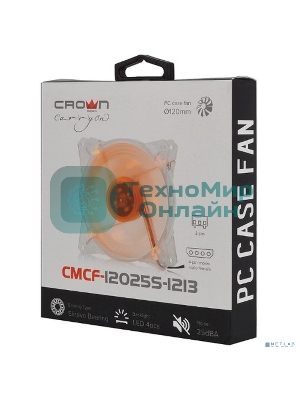 Вентилятор для корпуса Crown CMCF-12025S-1213 прозрачный/оранжевый, 120 мм, 1650 об/мин, 28 дБ, 3 pin