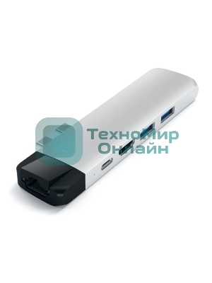 USB-концентратор Satechi Aluminum Pro Hub with Ethernet для 2016/2017 MacBook Pro 13” и 15”, серебряный.
