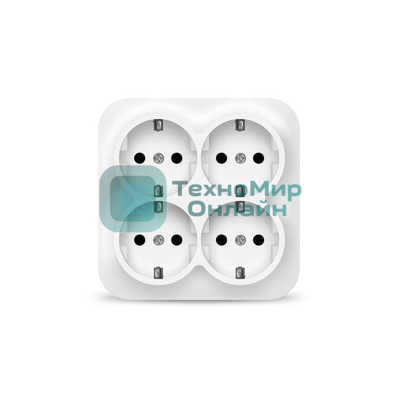 Розетка 4-м ОП 16А IP20 с заземл. белый квадрат IONICH 1449