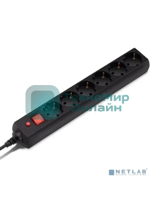 Сетевой фильтр Buro 600SH-16-5-B 5 м, 6 розеток, черный, коробка