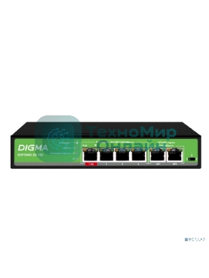 Коммутатор Digma DSP204G-2G-T80 (L2) 6x1 Гбит/с 4PoE 4PoE+ 1PoE++ 80W неуправляемый