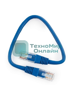 Патч-корд UTP Cablexpert cat.5e 0.25м, литой, многожильный, синий